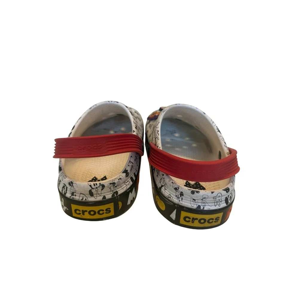 Disney Crocs Mickey Mouse Halloween Platform Clogs White Red Jibbitz Charm Sz 4